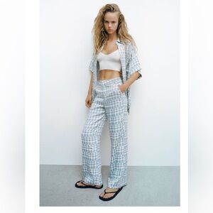 ZARA GEOMETRIC PRINT SATIN EFFECT PANT AND TOP SET
